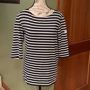 Saint James Classic Striped 3/4 Sleeve Tee, Size 14